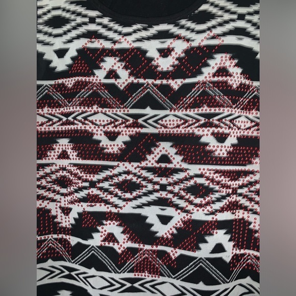 Express black and‎ white printed tank top with red studs size large - Picture 2 of 7